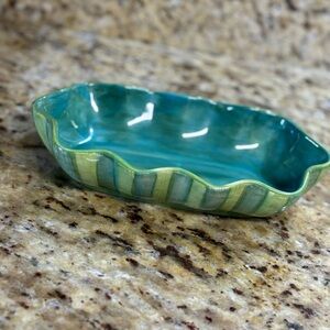 Turquoise and Green Ceramic Dish